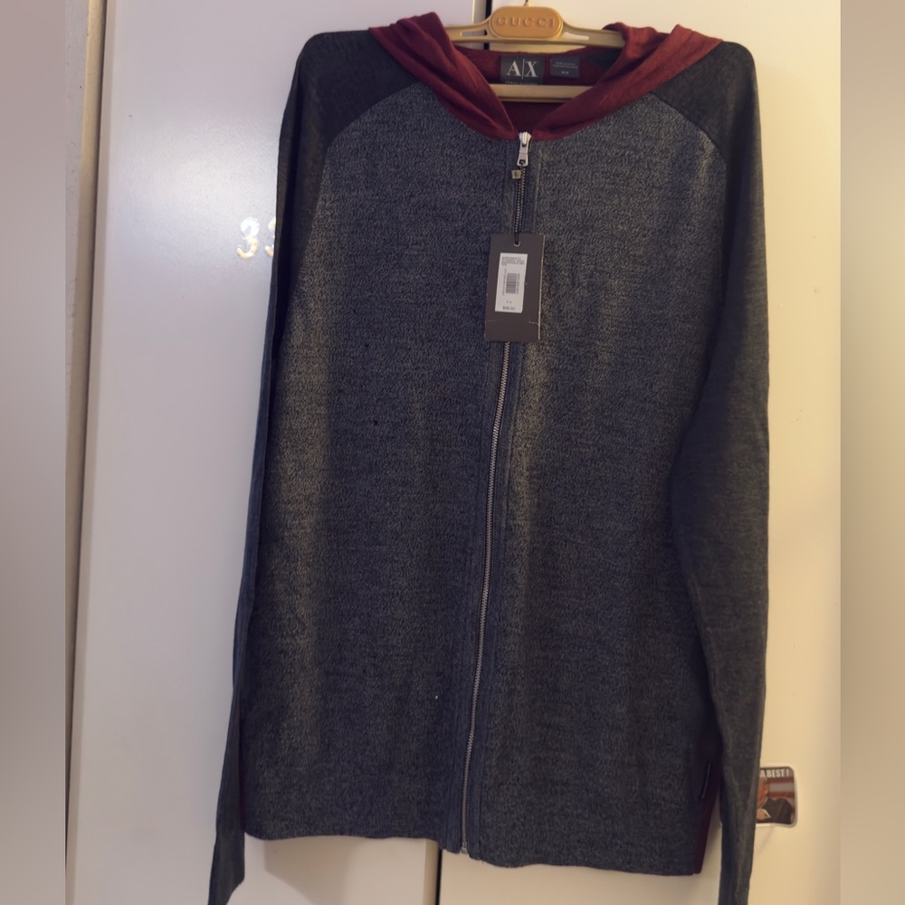 Armani Exchange Charcoal and Burgundy Zip-Up